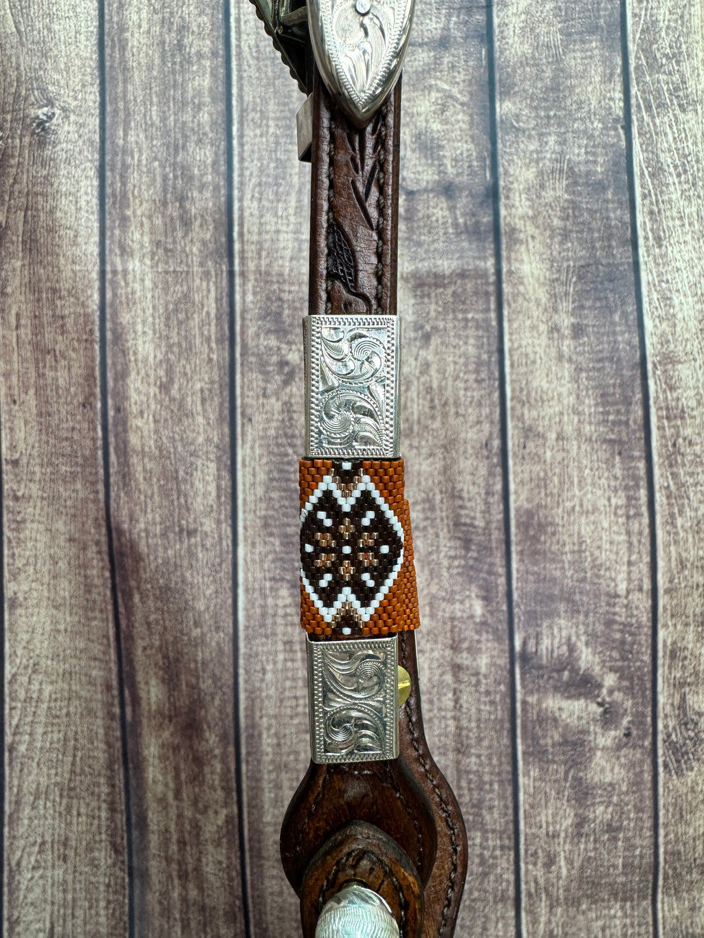 Sterling Overlay Beaded Headstall #80
